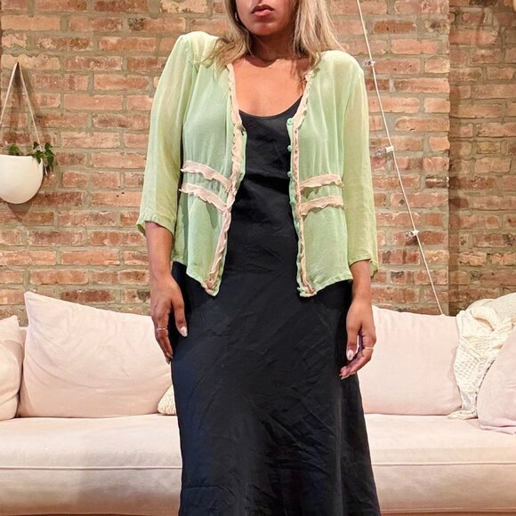 VINTAGE SHEER RUFFLE BLOUSE - Picture 7 of 8